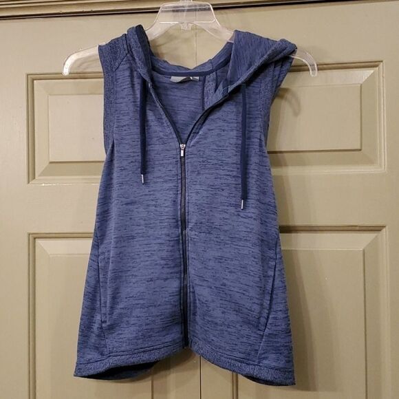 Athleta open back blue zip up vest - Picture 1 of 8